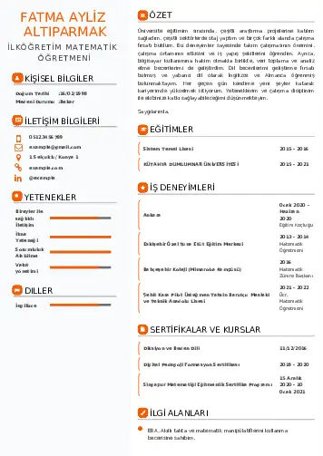 Matematik Öğretmeni Cv Örnekleri cv indir